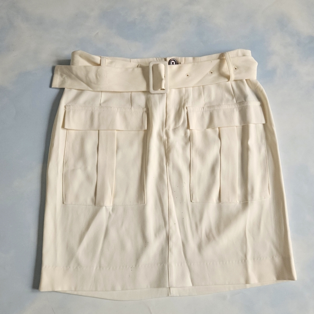 Beige Worthington Mini Skirt Suit Skirt Business Skirt Buckle Skirt